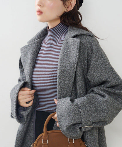 【純色&條紋】高領羅紋針織衫