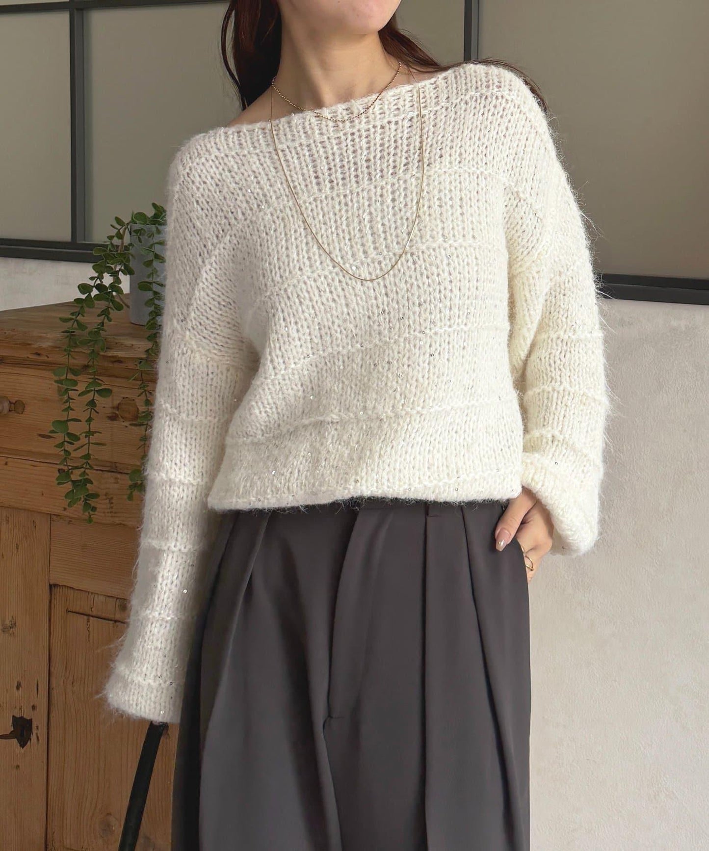 亮片混合低密度針織衫