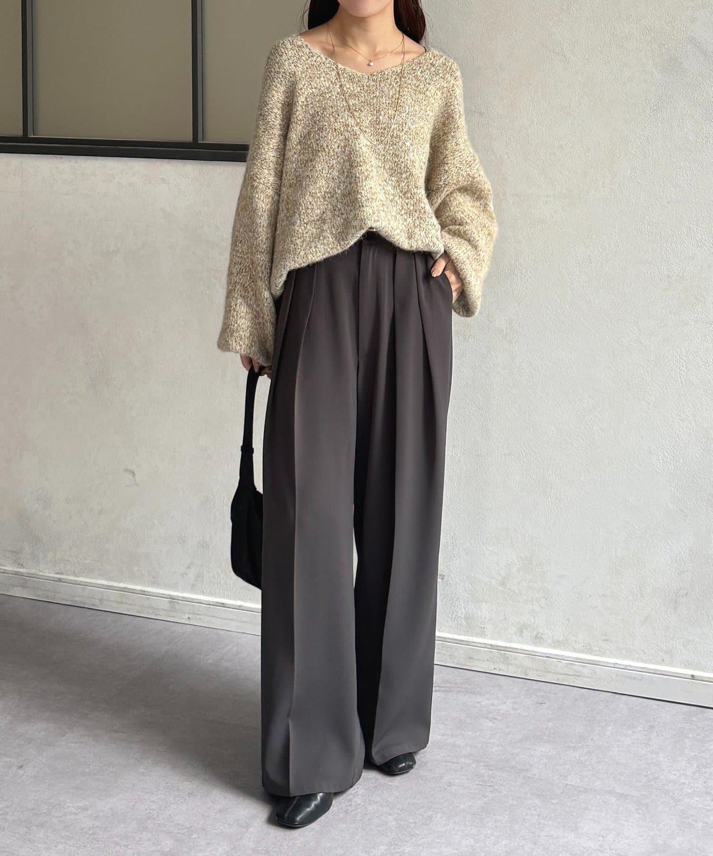 V領混色短款針織衫