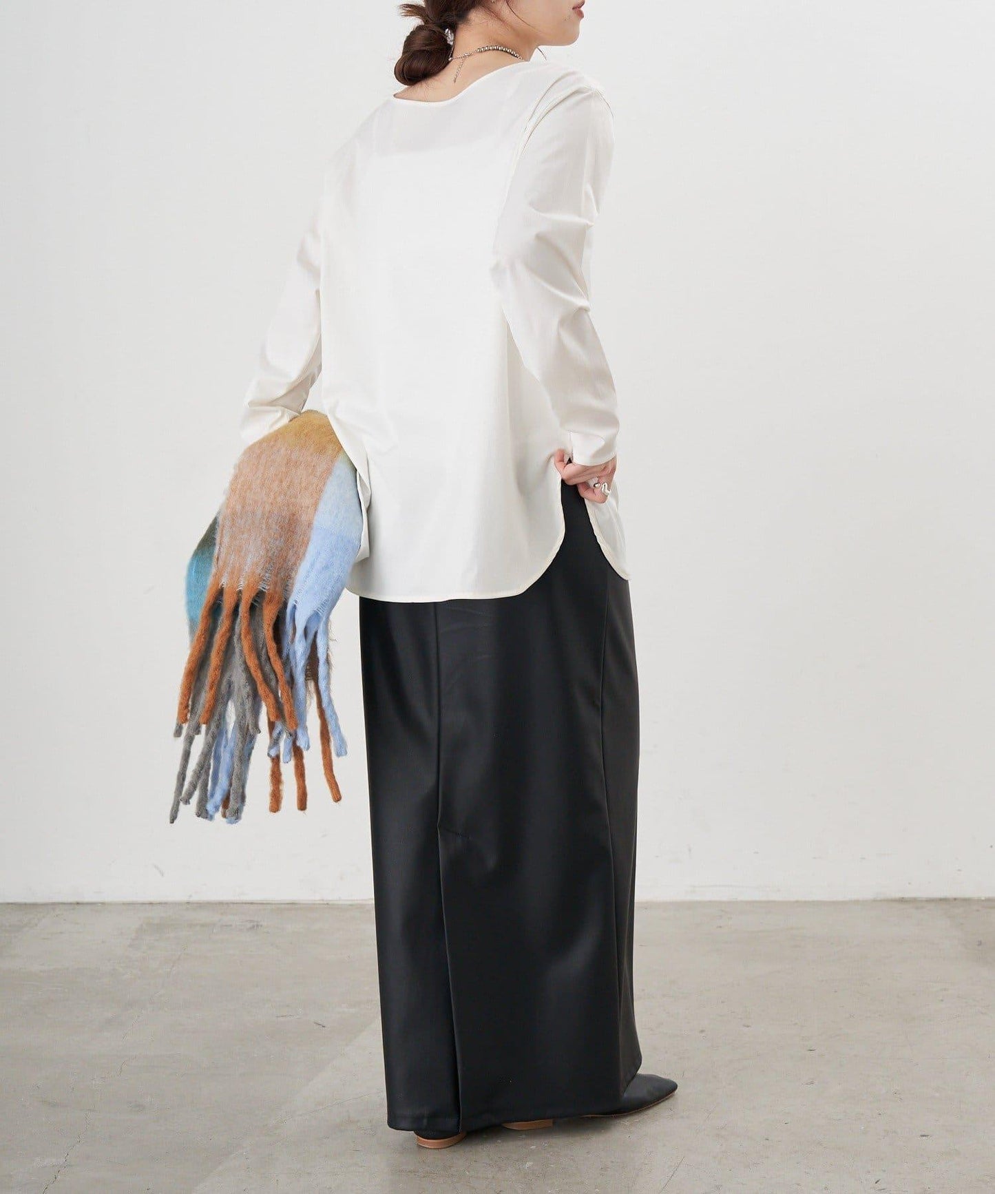 皮革長款半身裙