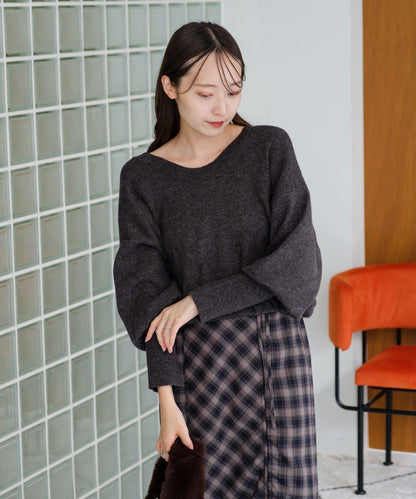 【4色可選/兩用】混色長款羅紋針織衫