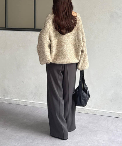 V領混色短款針織衫