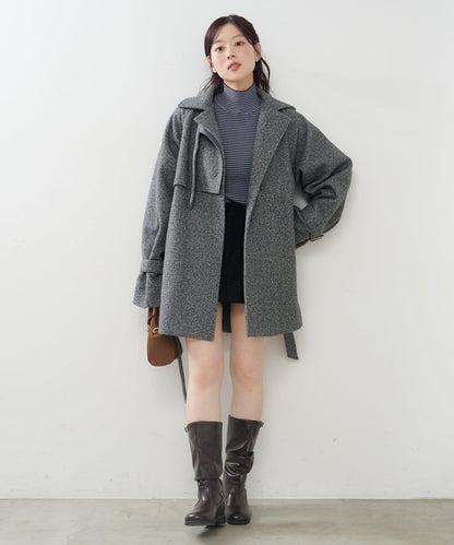 【純色&條紋】高領羅紋針織衫