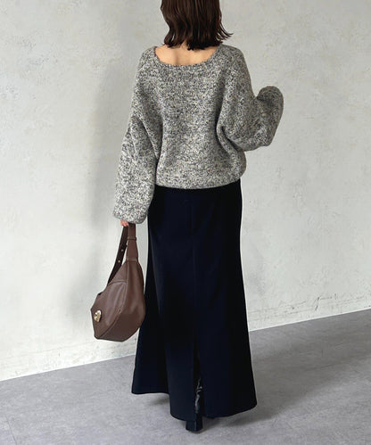 V領混色短款針織衫