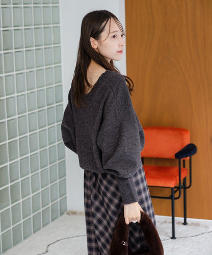 【4色可選/兩用】混色長款羅紋針織衫