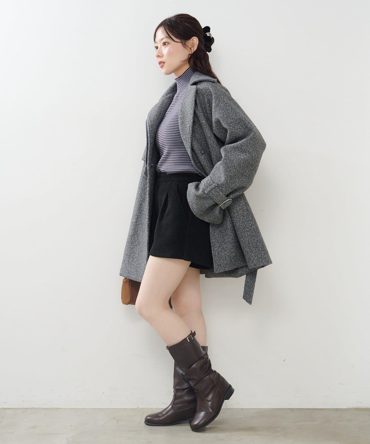 【純色&條紋】高領羅紋針織衫