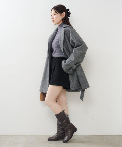 【純色&條紋】高領羅紋針織衫