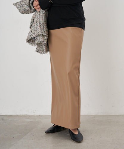 皮革長款半身裙