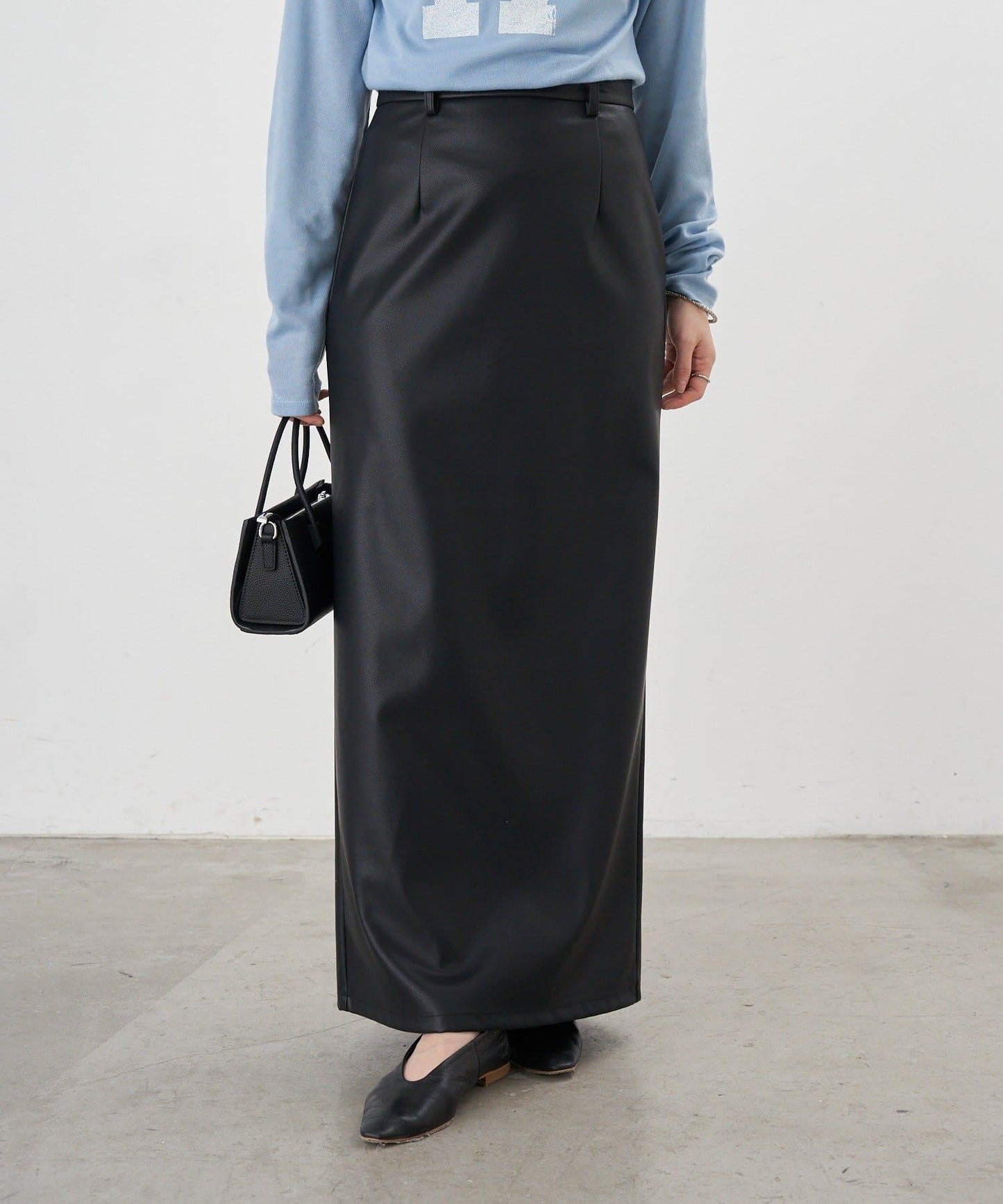 皮革長款半身裙