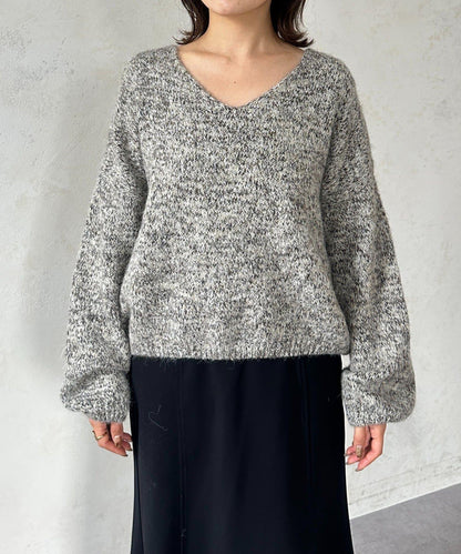 V領混色短款針織衫