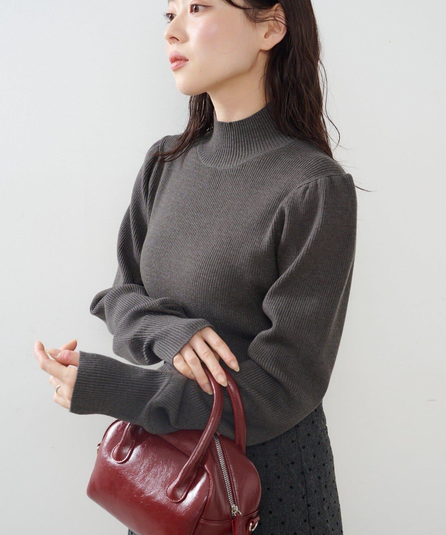 【純色&條紋】高領羅紋針織衫