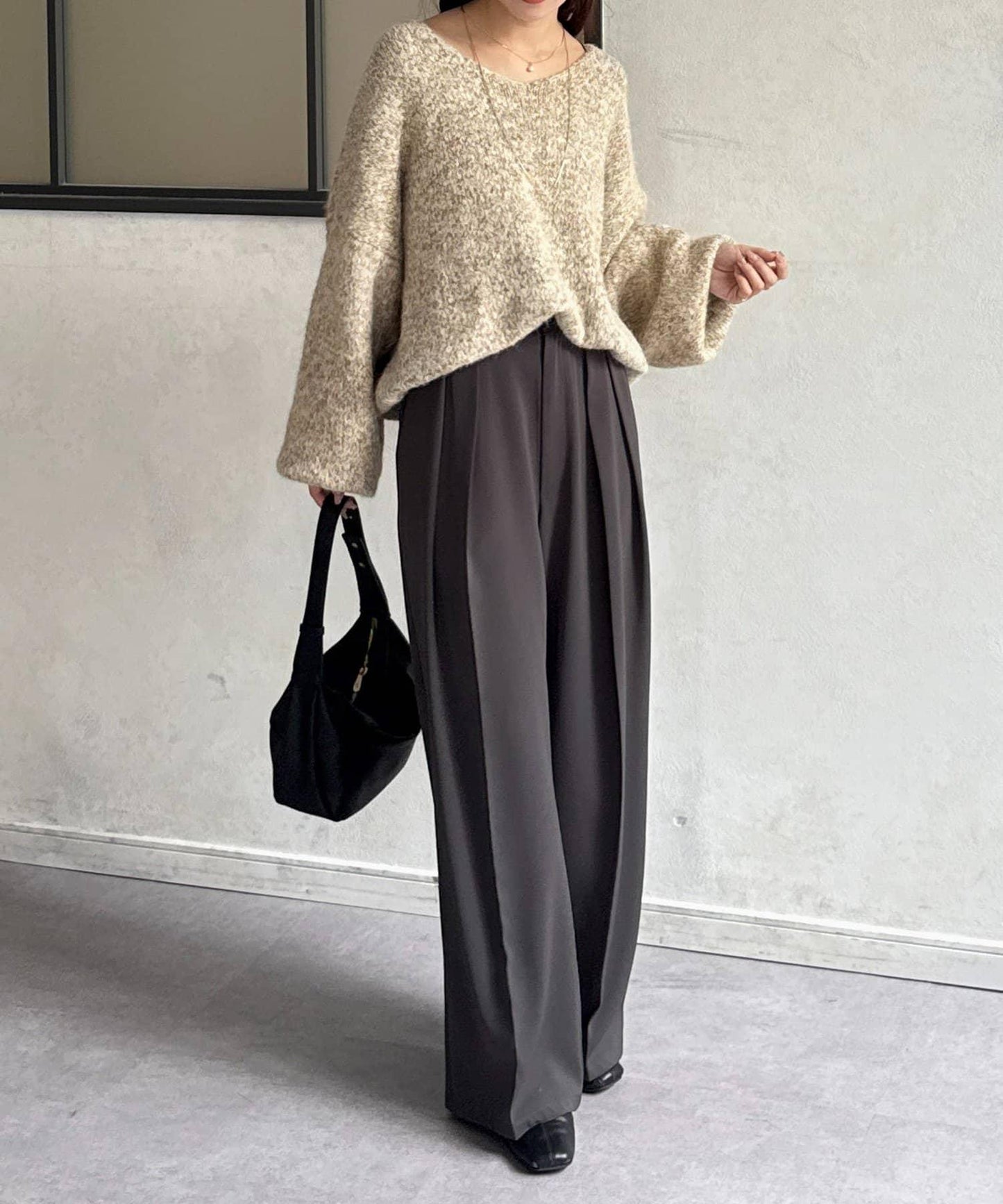 V領混色短款針織衫