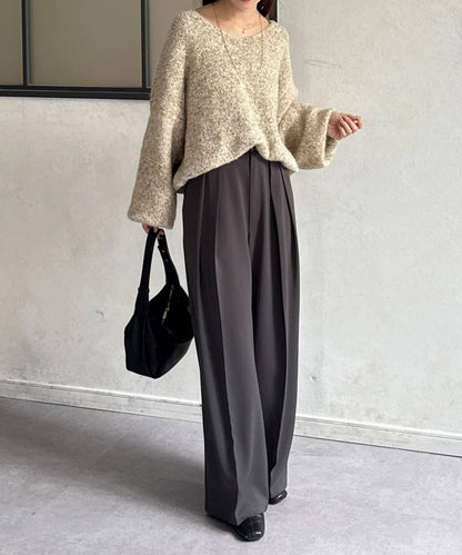 V領混色短款針織衫