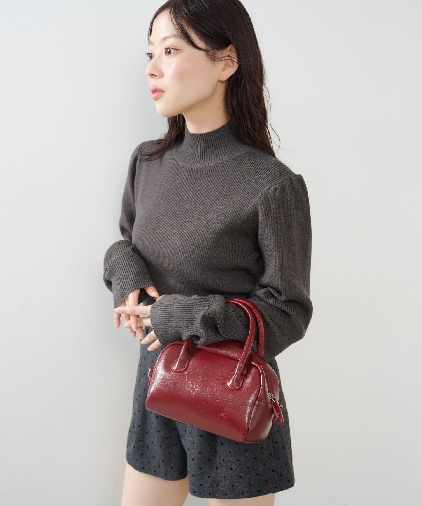 【純色&條紋】高領羅紋針織衫