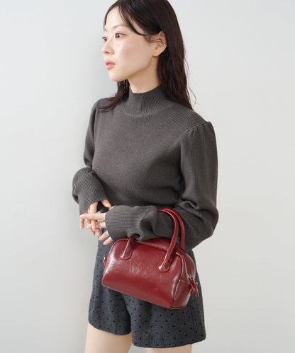 【純色&條紋】高領羅紋針織衫