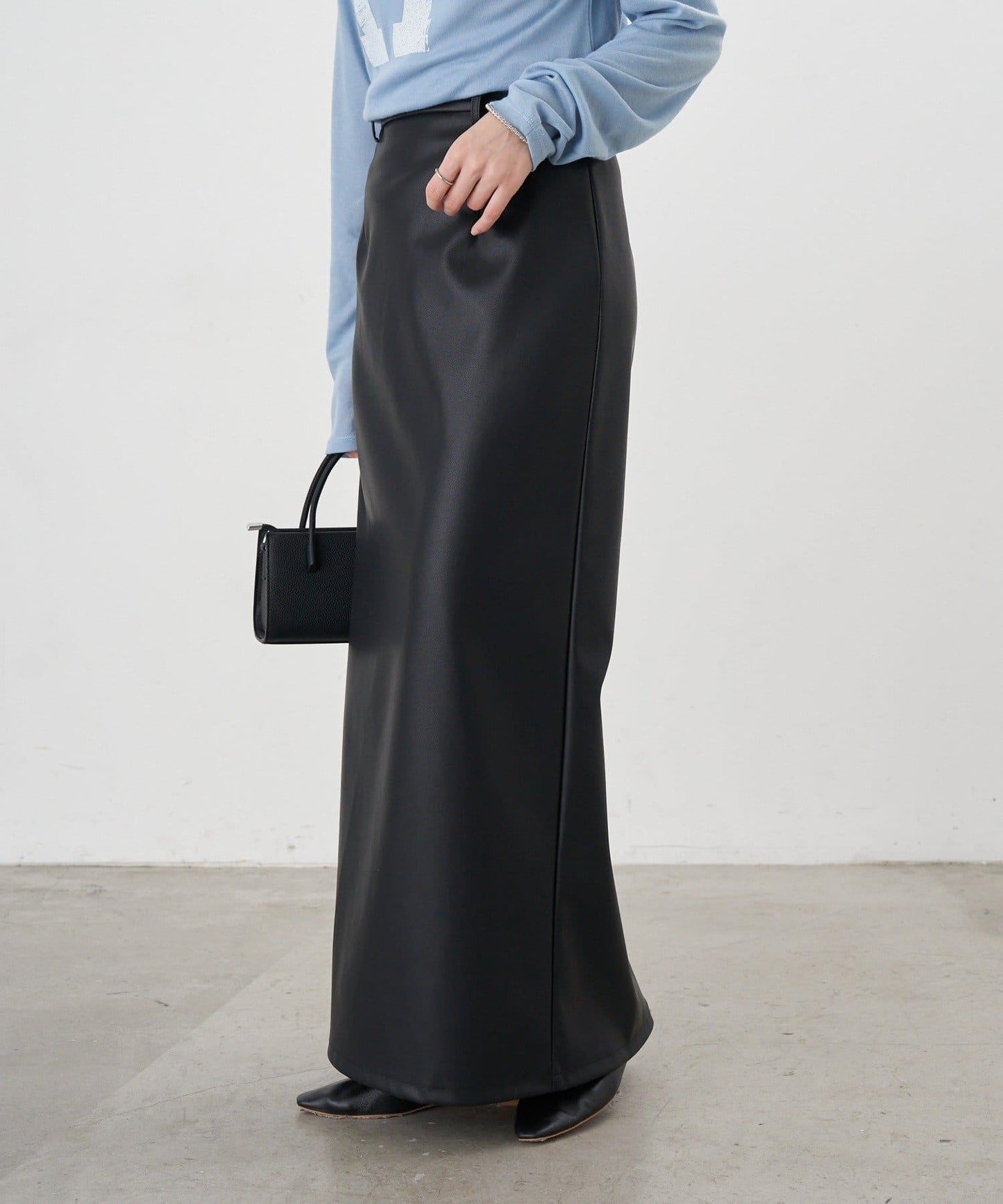 皮革長款半身裙