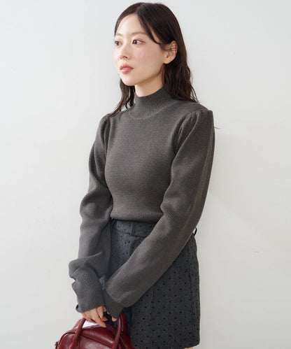 【純色&條紋】高領羅紋針織衫