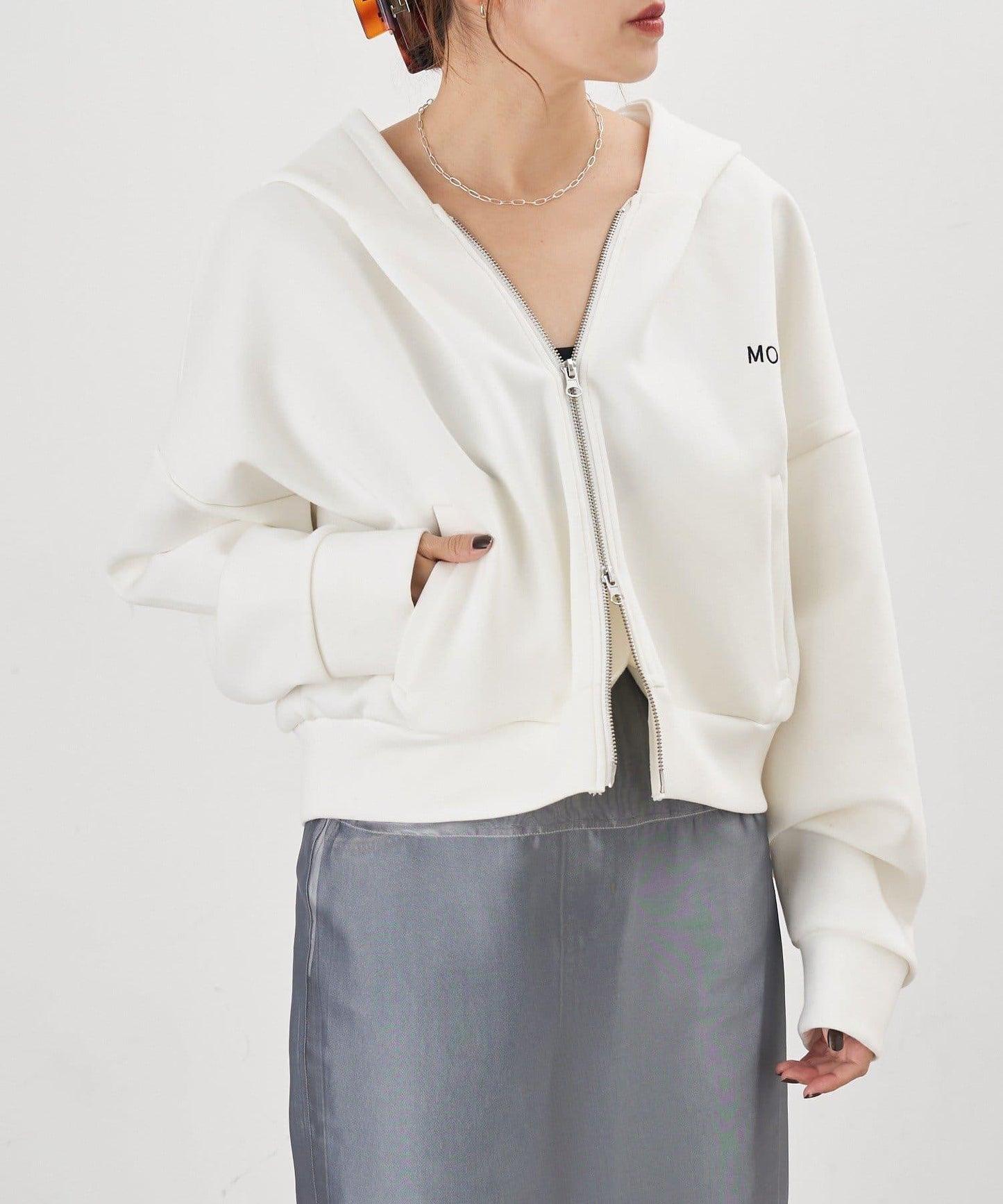 雙拉鍊連帽衛衣