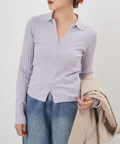 半拉鍊羅紋針織衫