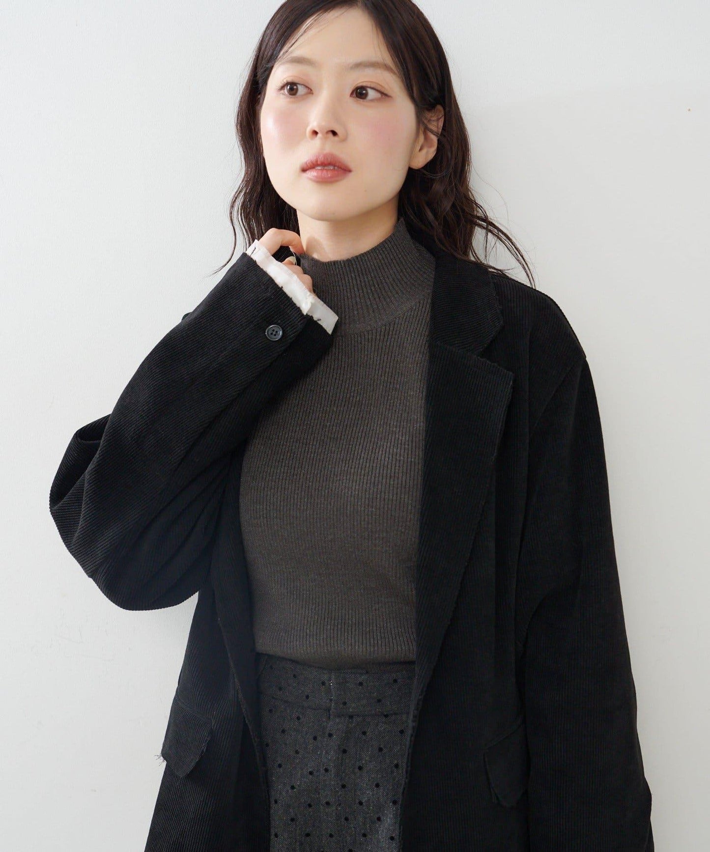 【純色&條紋】高領羅紋針織衫