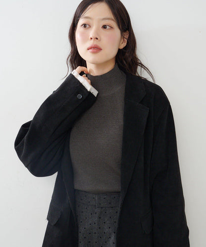 【純色&條紋】高領羅紋針織衫