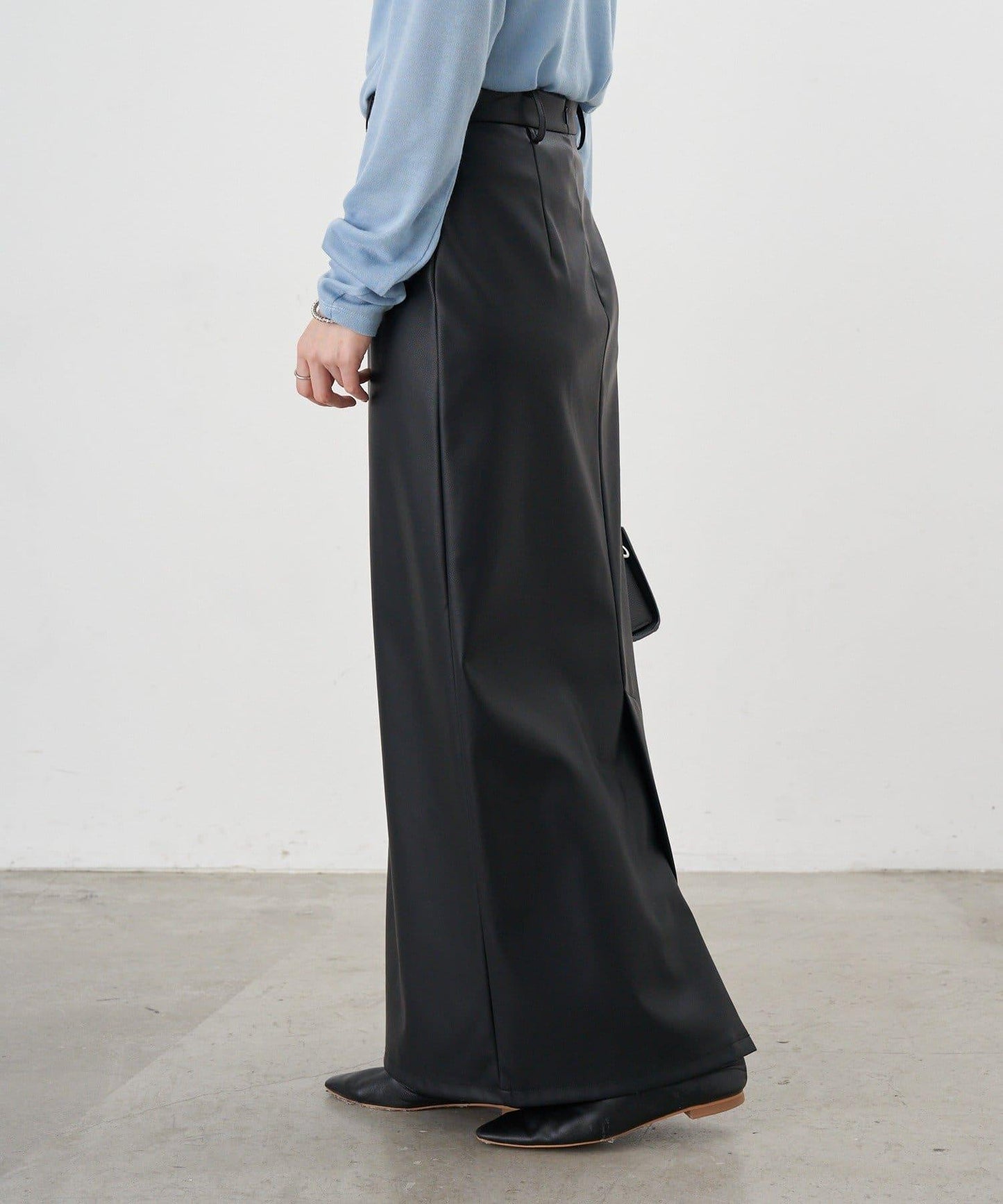 皮革長款半身裙