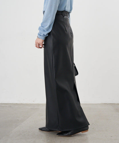 皮革長款半身裙