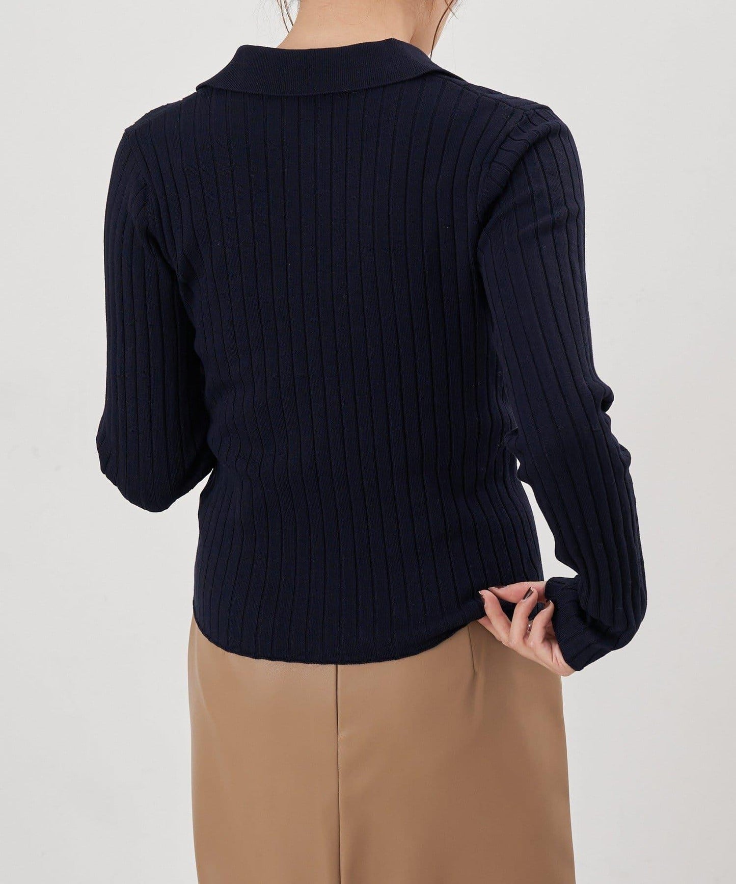 半拉鍊羅紋針織衫