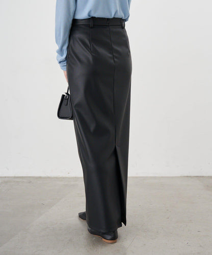 皮革長款半身裙