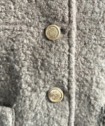 金色紐扣無領羊羔絨夾克