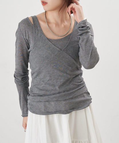 吊帶背心疊穿長袖T恤