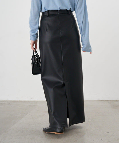皮革長款半身裙