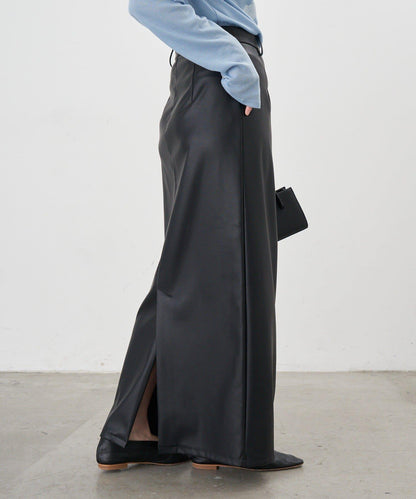 皮革長款半身裙