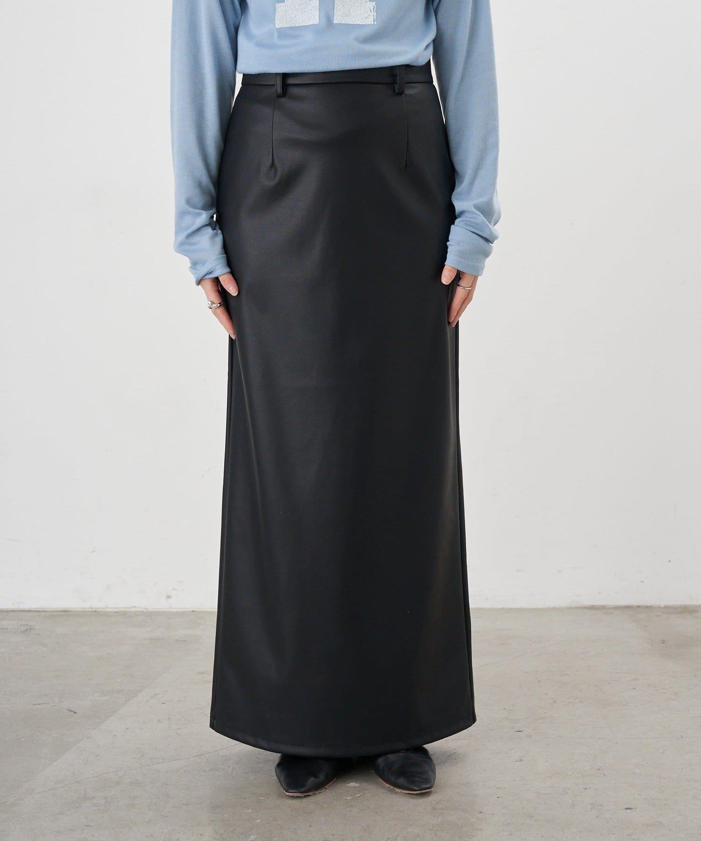皮革長款半身裙
