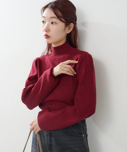 【純色&條紋】高領羅紋針織衫