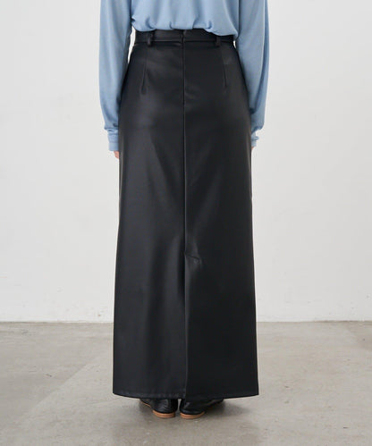 皮革長款半身裙