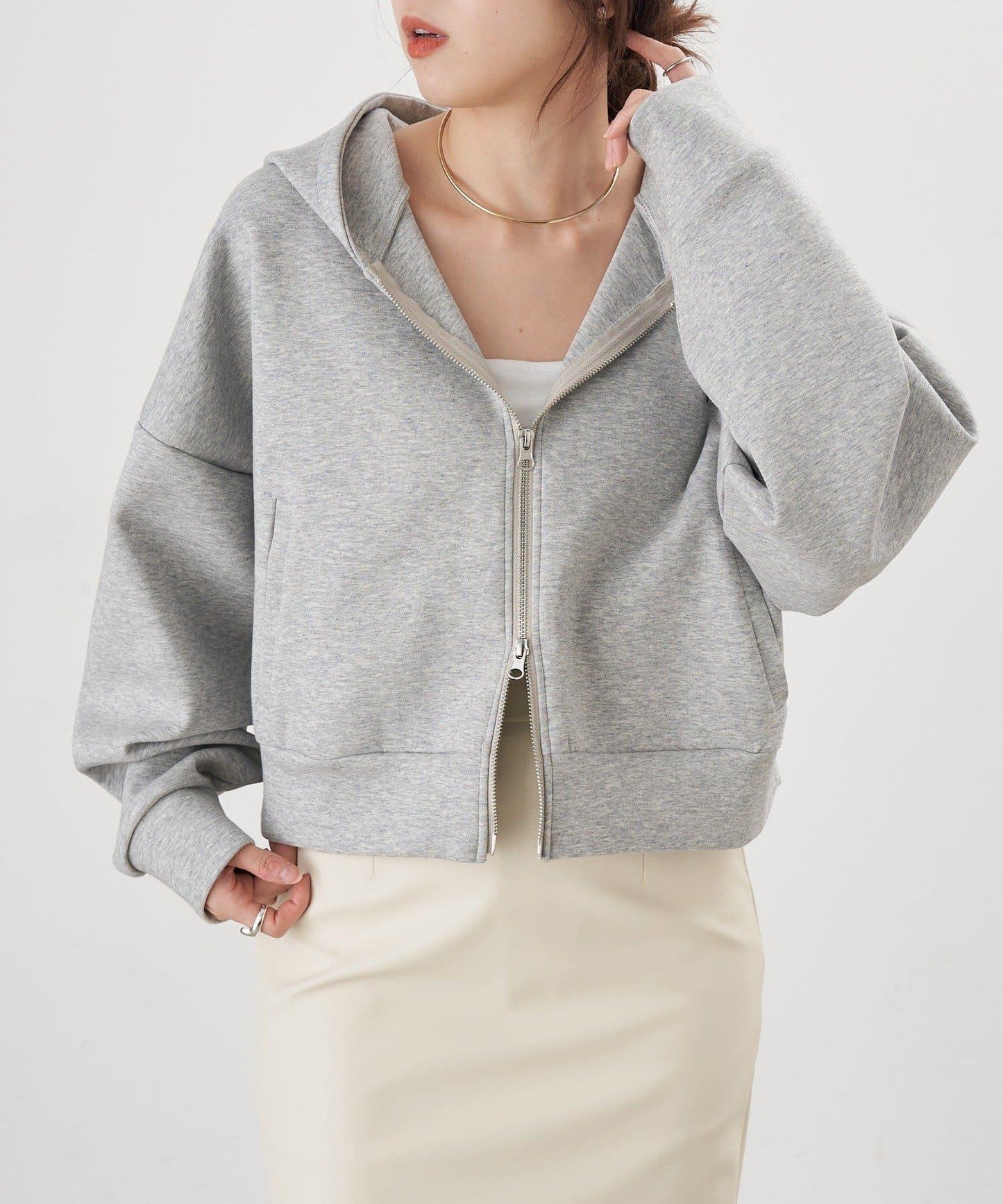 雙拉鍊連帽衛衣