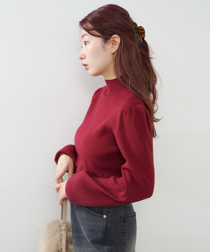 【純色&條紋】高領羅紋針織衫