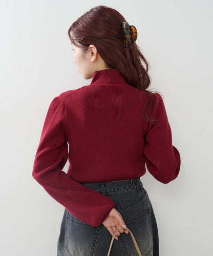 【純色&條紋】高領羅紋針織衫