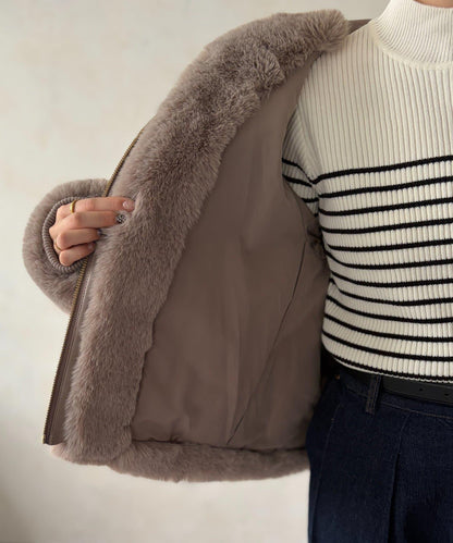 仿皮草拼接羊羔絨夾克