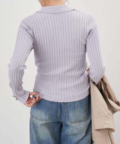 半拉鍊羅紋針織衫