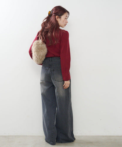 【純色&條紋】高領羅紋針織衫