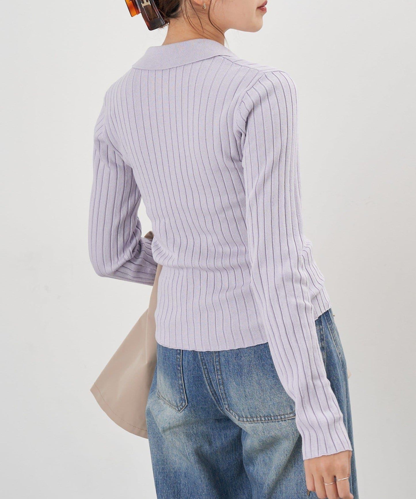 半拉鍊羅紋針織衫