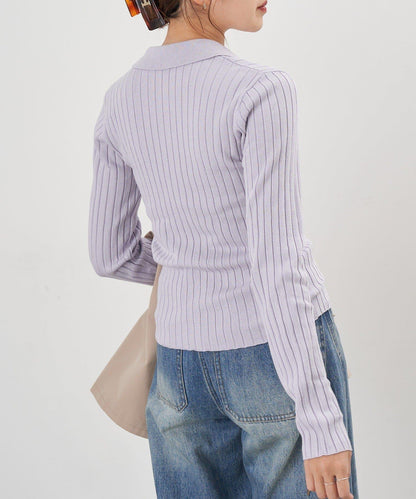 半拉鍊羅紋針織衫