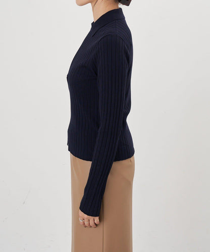 半拉鍊羅紋針織衫