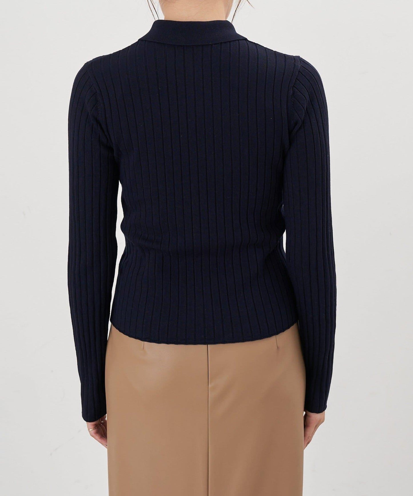 半拉鍊羅紋針織衫