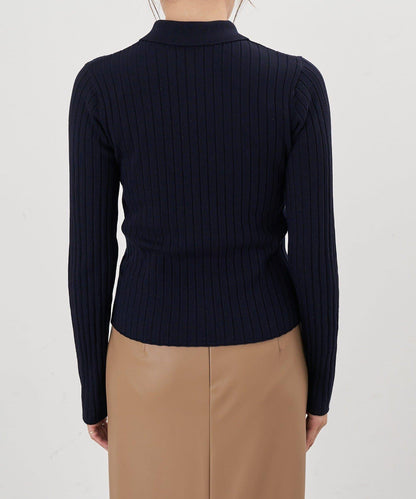 半拉鍊羅紋針織衫