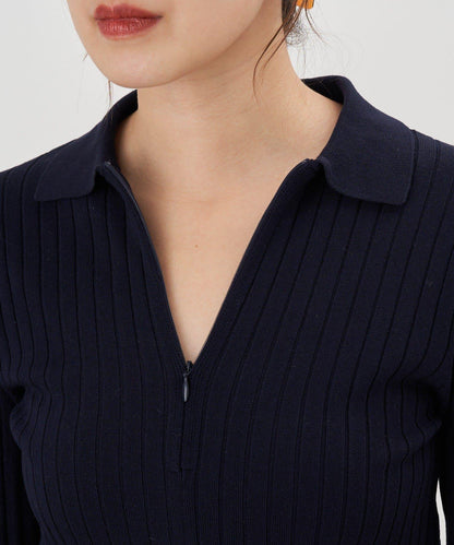 半拉鍊羅紋針織衫