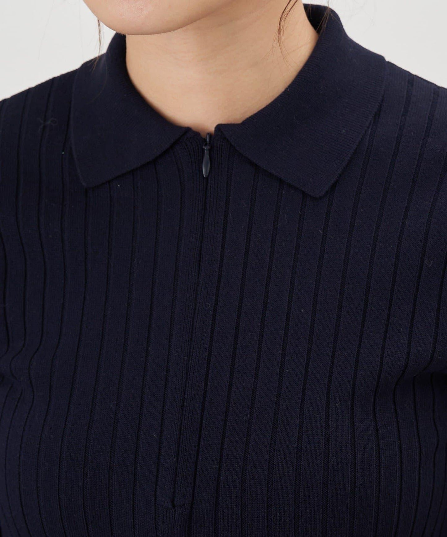 半拉鍊羅紋針織衫