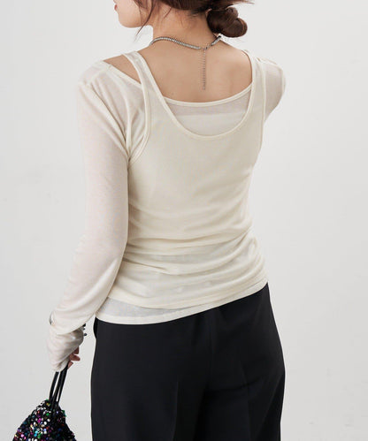 吊帶背心疊穿長袖T恤